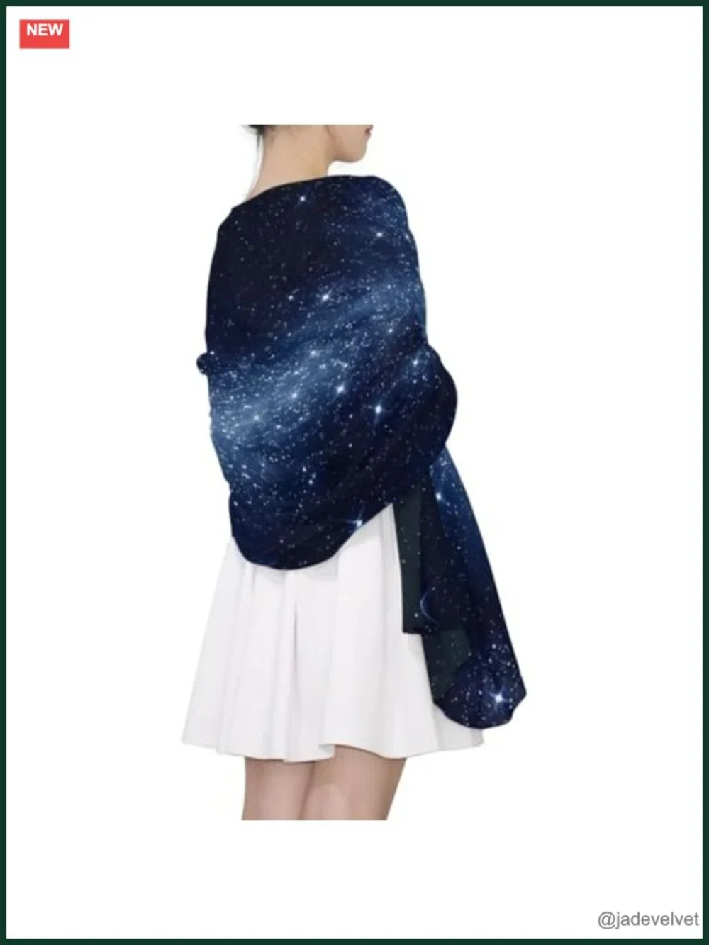 Starry Night Galaxy Print Long Polyester Voile Scarf Wrap Stole